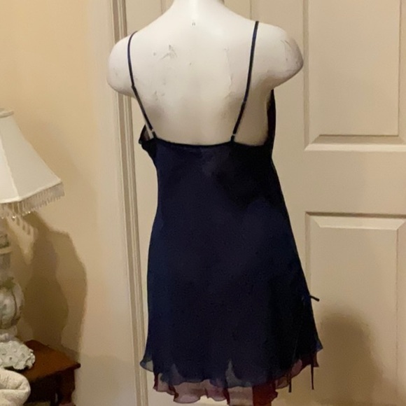 Frederick's of Hollywood Deep Blue Chemise maroon lining. Size Medium - Picture 5 of 11